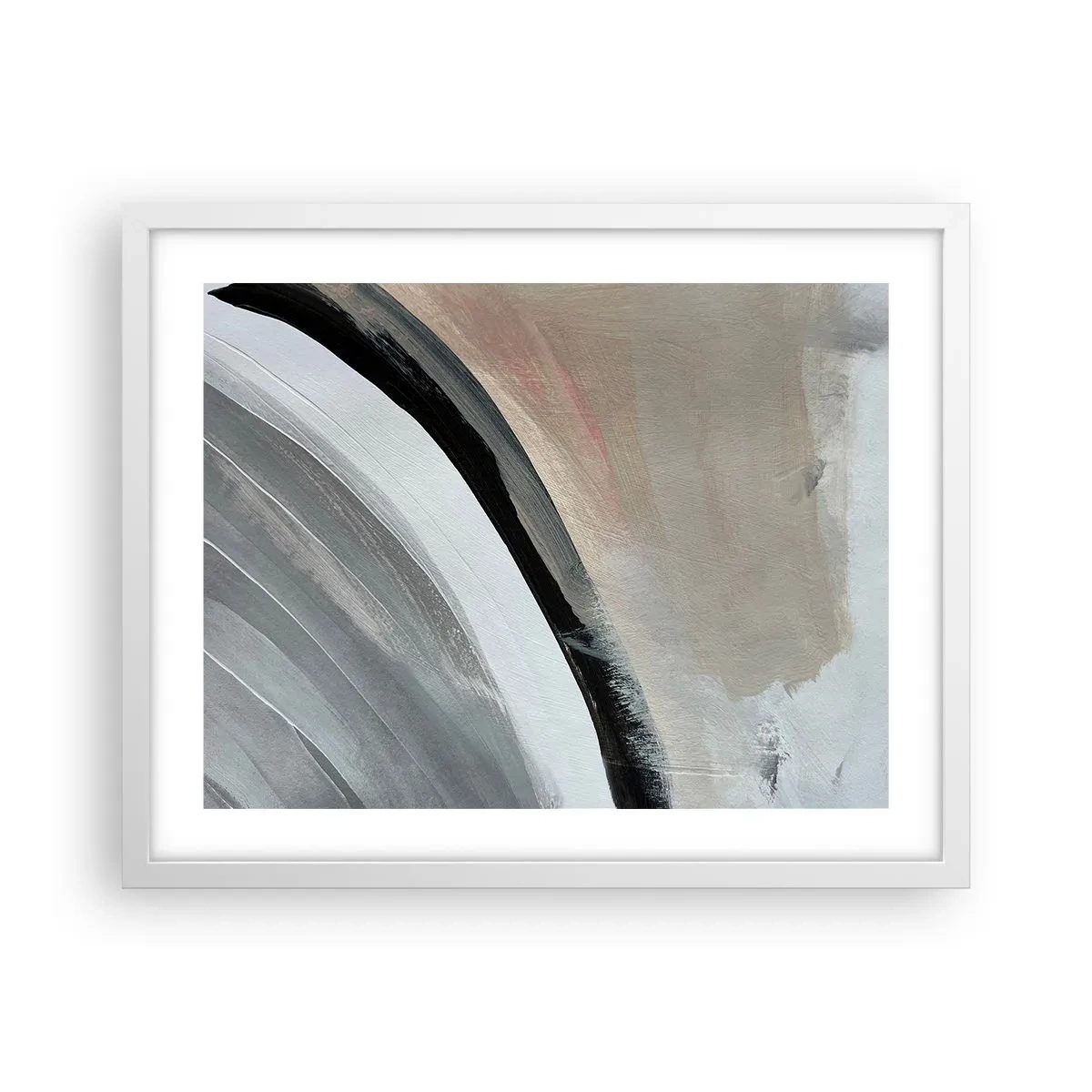 Plakat i hvid ramme - Komposition: en bue af sort og gråt - 50x40 cm