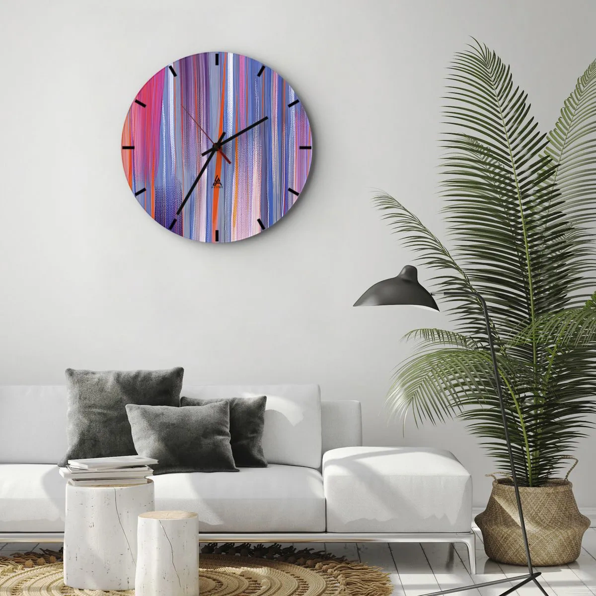 Vægur, Uret - Flerfarvede lodrette penselstrøg i abstrakt stil - 30x30cm - Opstigning - Moderne vægdekoration til stue, køkken og soveværelse ARTTOR