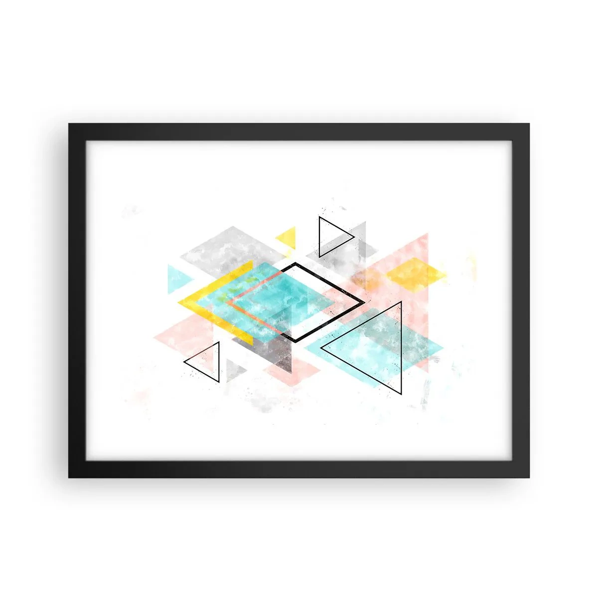 Plakat i sort ramme - Geometrisk leg - 40x30 cm