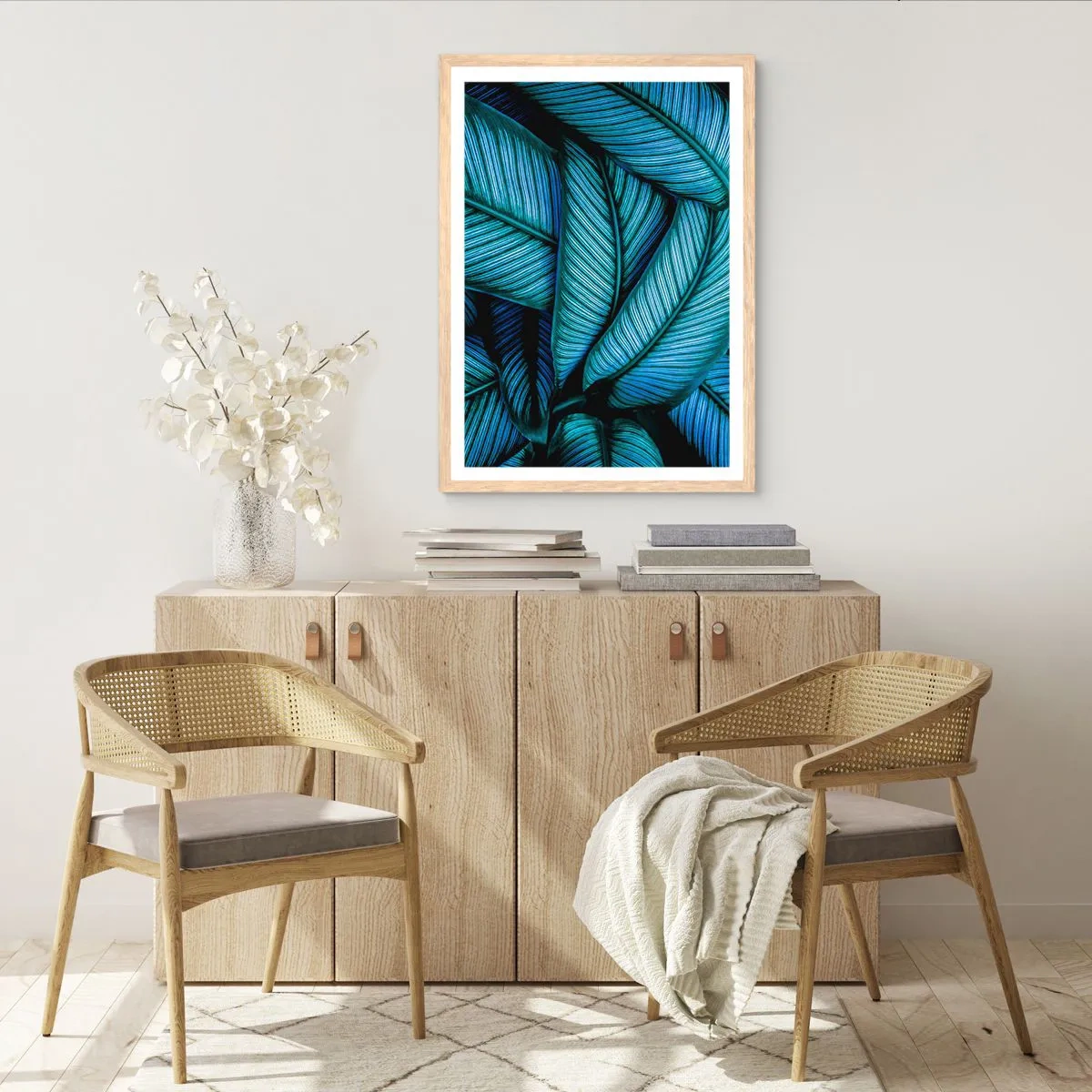 Plakat i ramme af lyst egetræ - Livslinjer - 40x50 cm