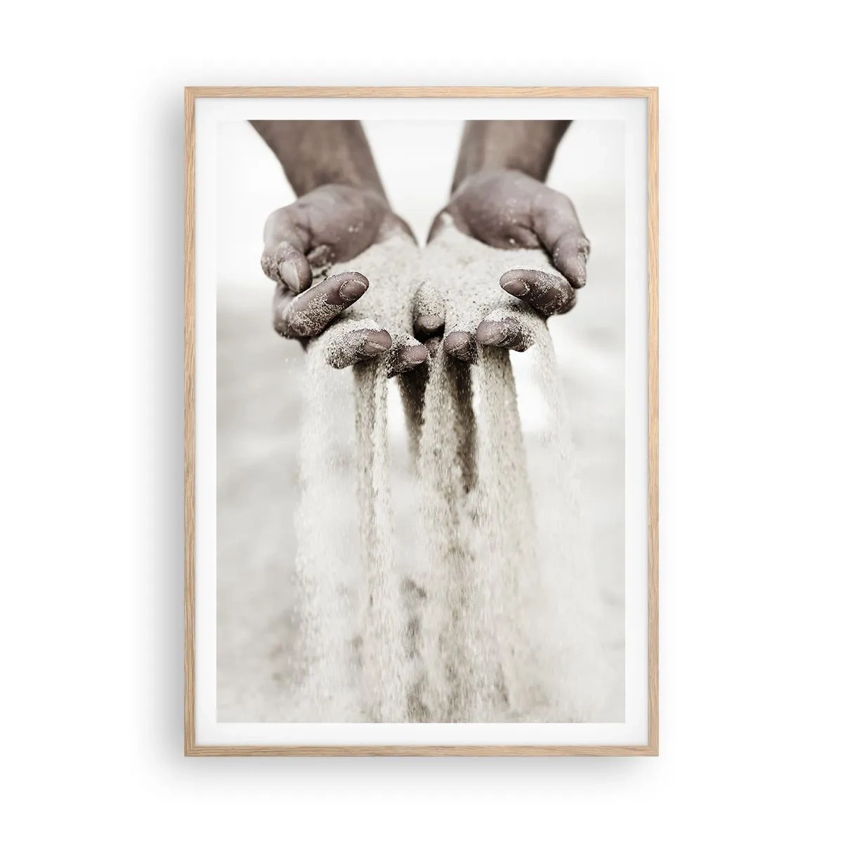 Plakat i ramme af lyst egetræ - Med disse hænder... - 70x100 cm