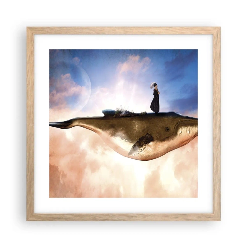 Plakat i ramme af lyst egetræ - En surrealistisk rejse - 40x40 cm