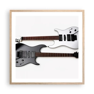 Plakat i ramme af lyst egetræ - Harmoni af former - 60x60 cm