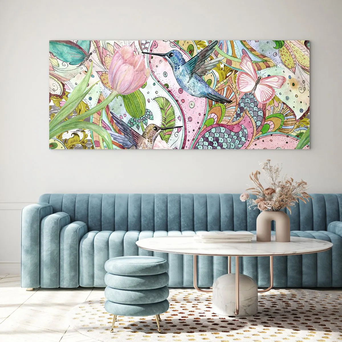 Billede på glas - Forviklet i vinstokkene - 90x30 cm