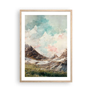 Plakat i ramme af lyst egetræ - Stenede knive - 50x70 cm
