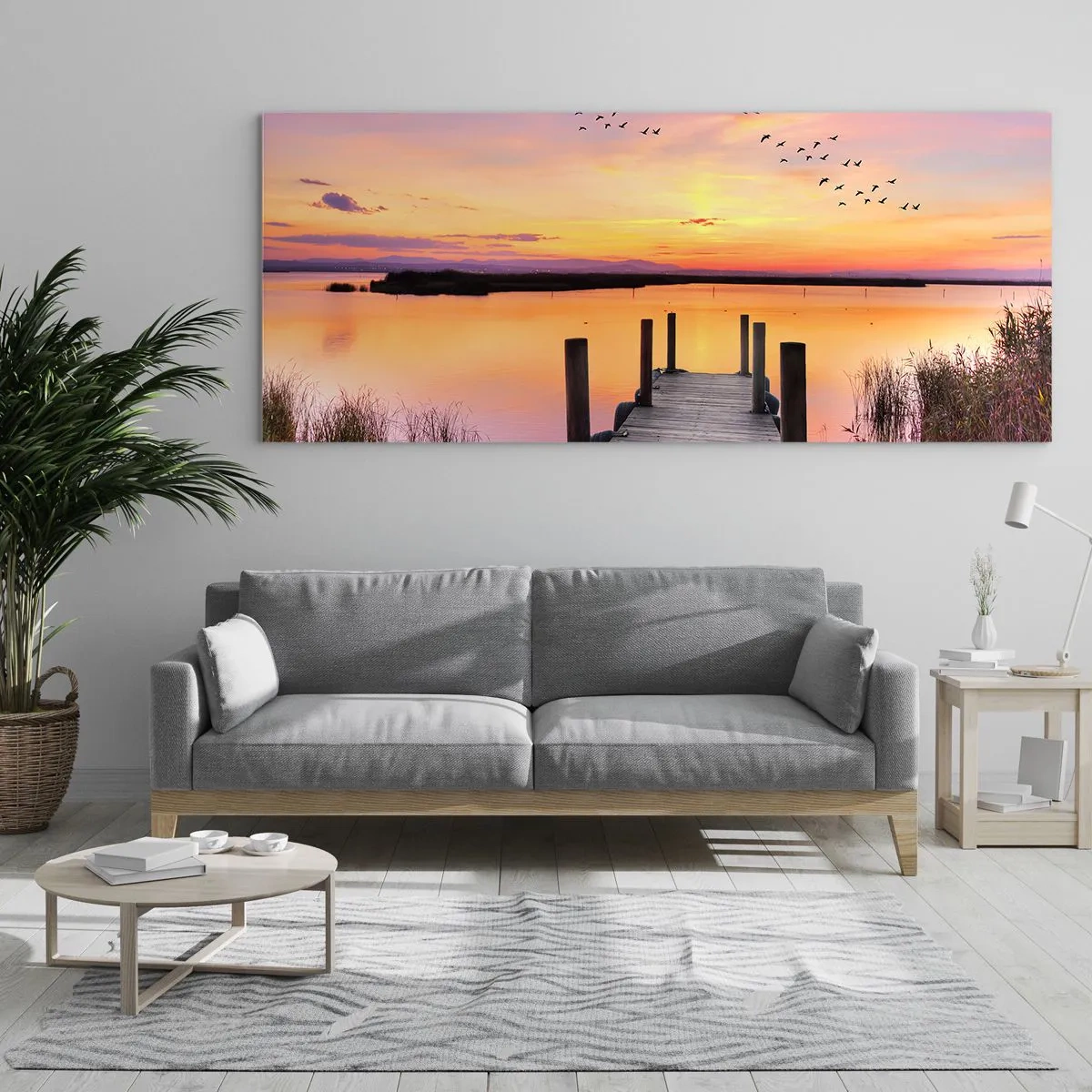 Billede på glas - Violet stille daggry - 90x30 cm