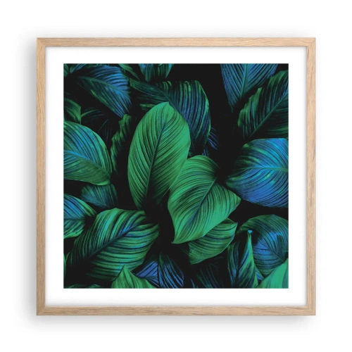 Plakat i ramme af lyst egetræ - I den grønne flok - 50x50 cm