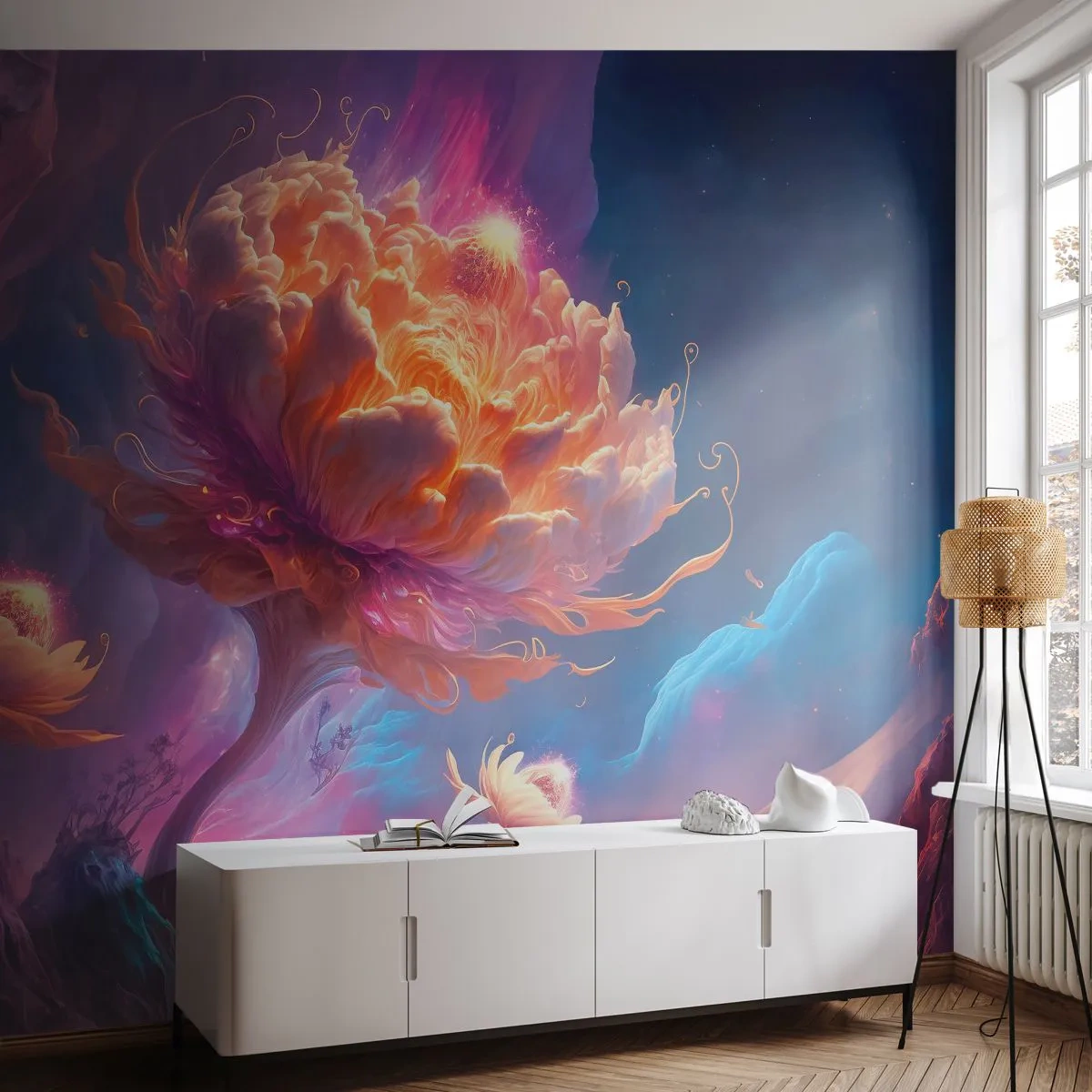 Fototapet Selvklæbende Deluxe Sticker - En anden verden - Fantastisk, Jord, Blomster - 500x350 cm