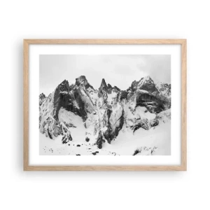 Plakat i ramme af lyst egetræ - Granit truende højderyg - 50x40 cm