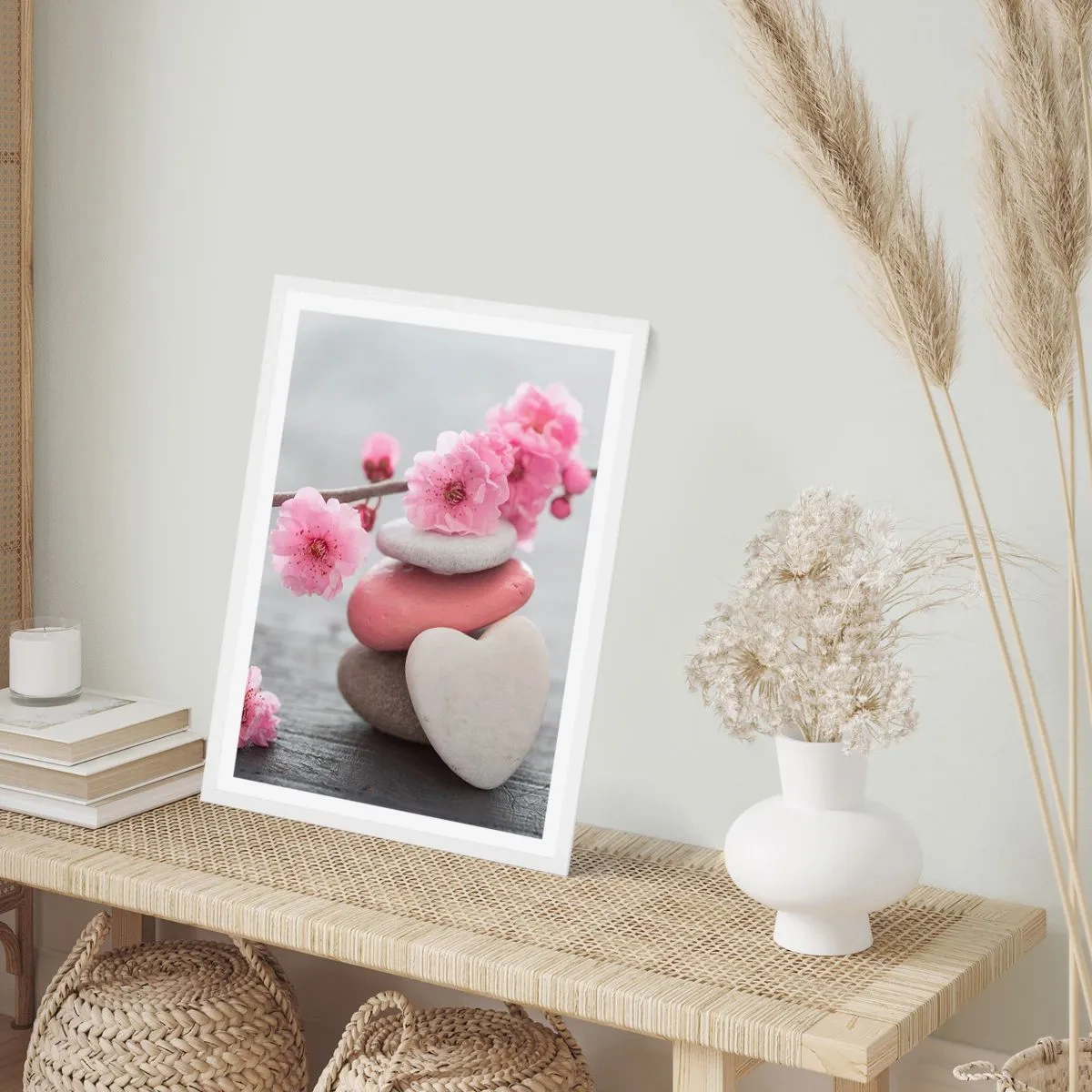 Plakat i hvid ramme - Kirsebærblomstens lyksalighed - 70x100 cm