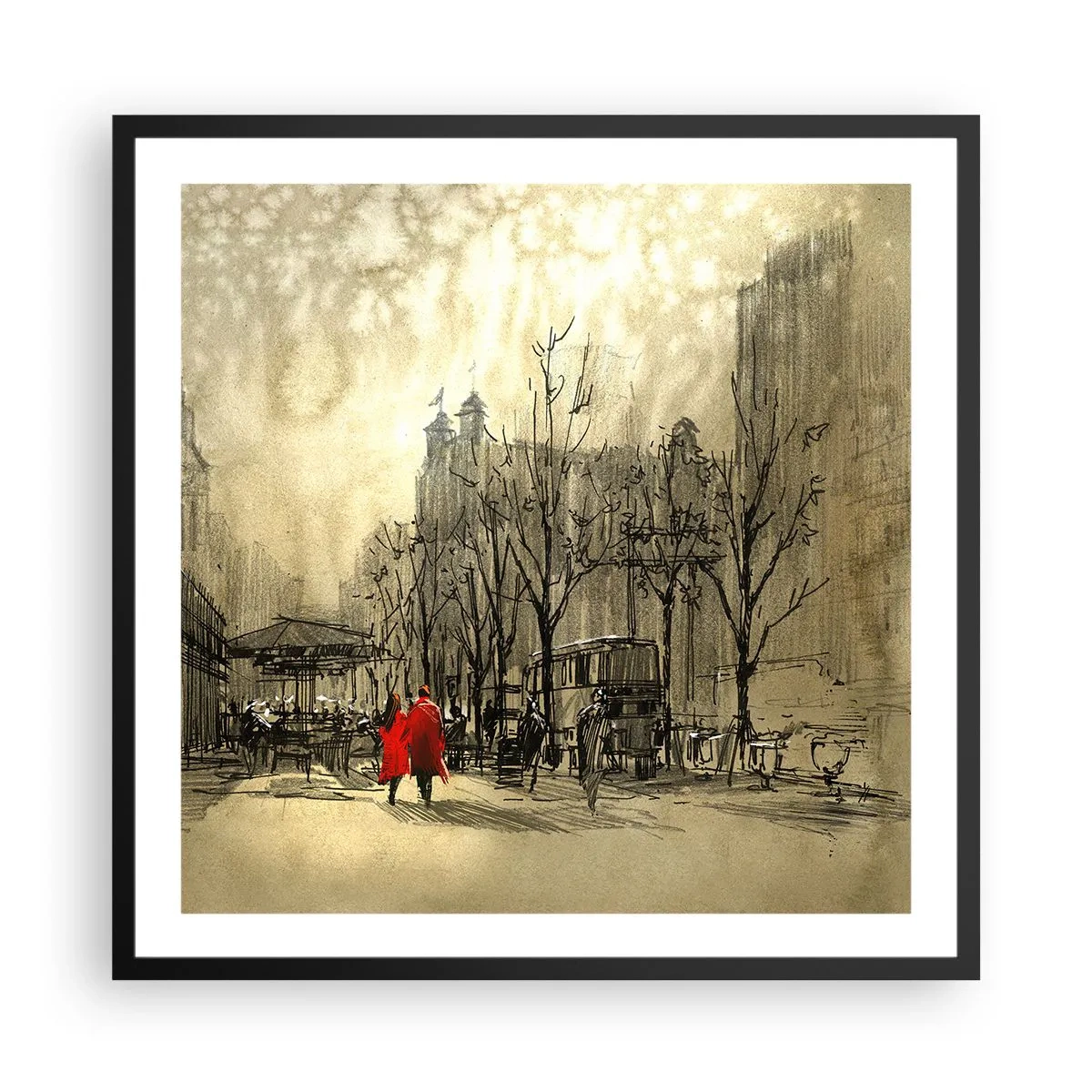 Plakat i sort ramme - En date i London-tågen  - 60x60 cm