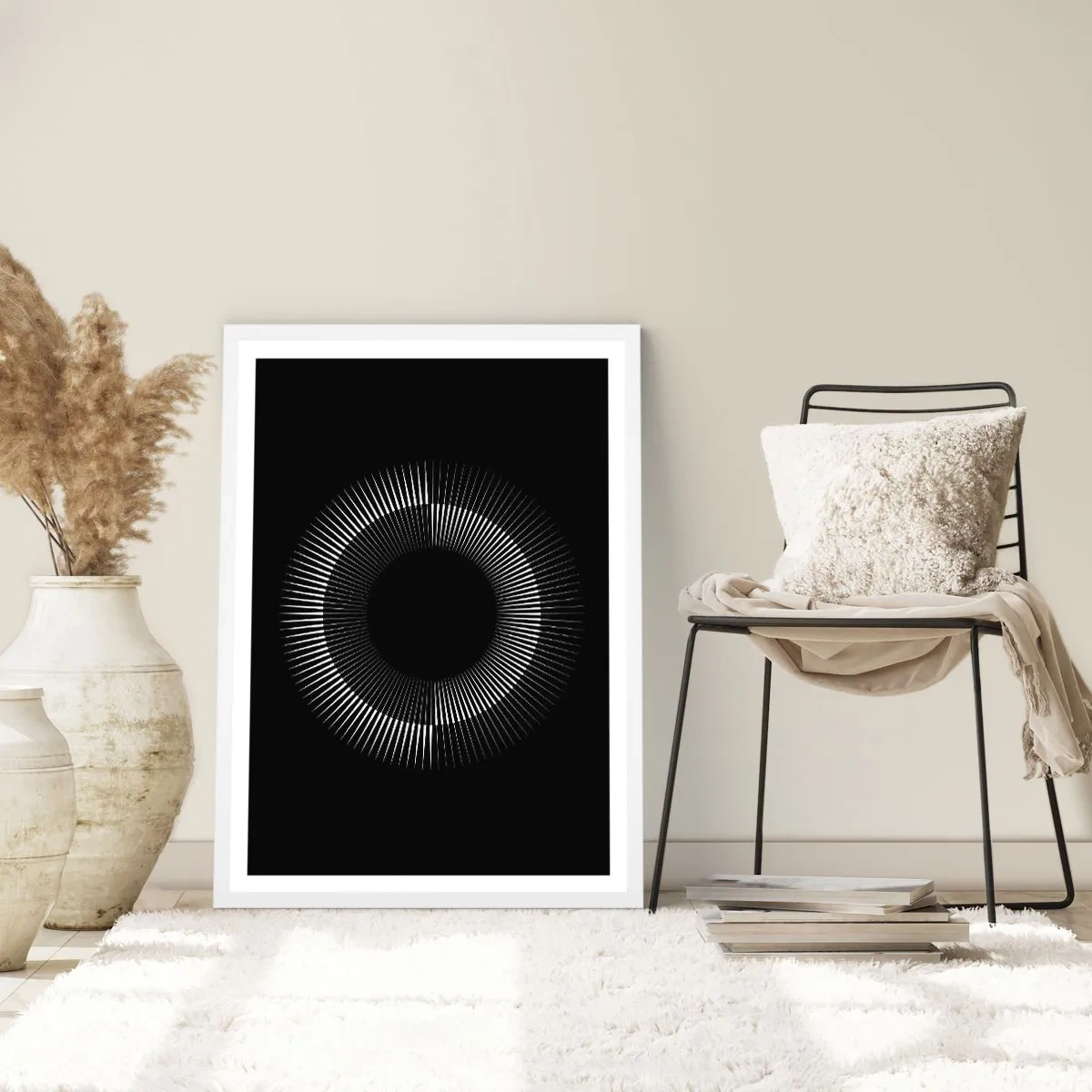 Plakat i hvid ramme - Sort sol - 70x100 cm