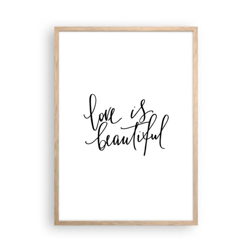 Plakat i ramme af lyst egetræ - Læs og gentag - 50x70 cm