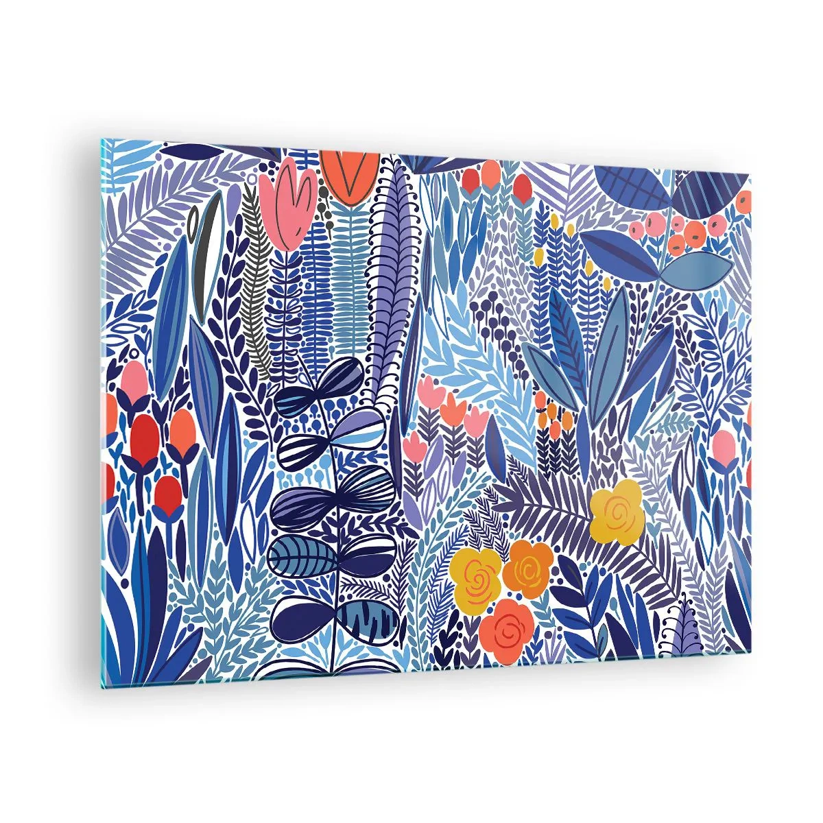 Billede på glas - En farverig plantekomposition i tropisk stil - 70x50cm - Hawaiiansk have - Moderne vægdekoration til stue og soveværelse ARTTOR