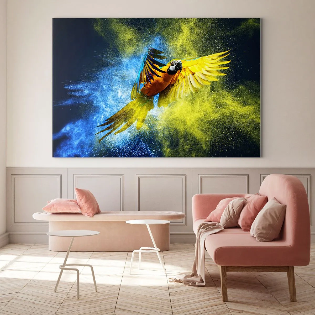 Billede på glas - I det blå-gyldne støv - 100x70 cm