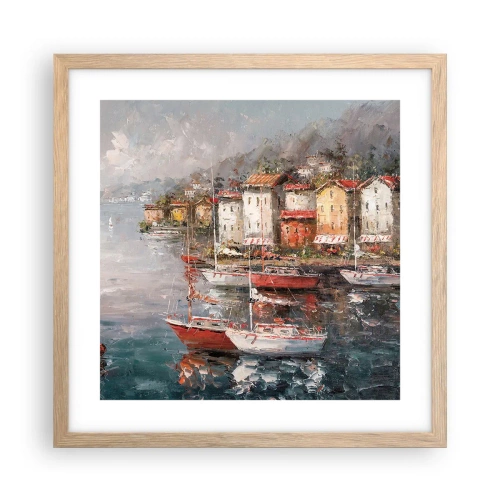 Plakat i ramme af lyst egetræ - Romantisk paradis - 40x40 cm