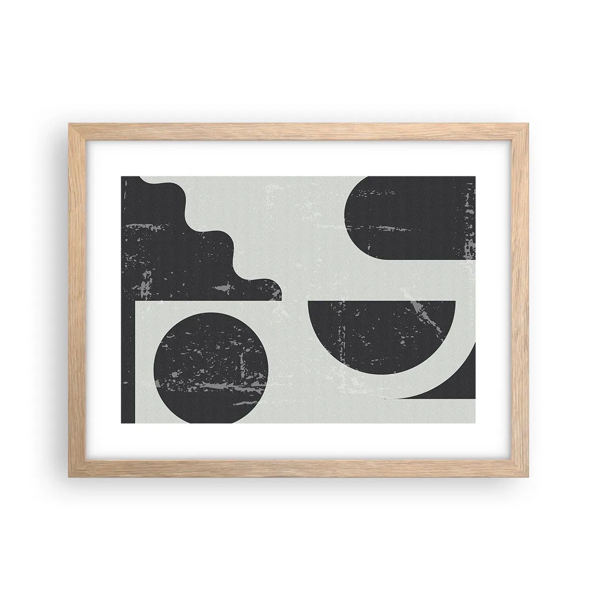 Plakat i ramme af lyst egetræ - Komposition over og under - 40x30 cm