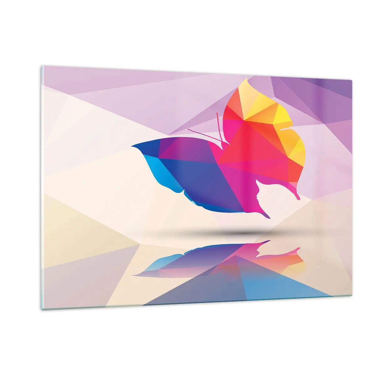 Billede på glas - Sommerfugl regnbue - 120x80 cm