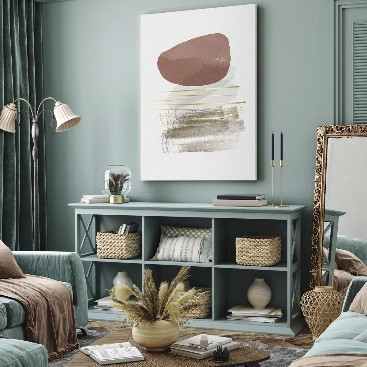 Lærredstryk - Billede på lærred - Abstrakt kolonnade - 45x80 cm