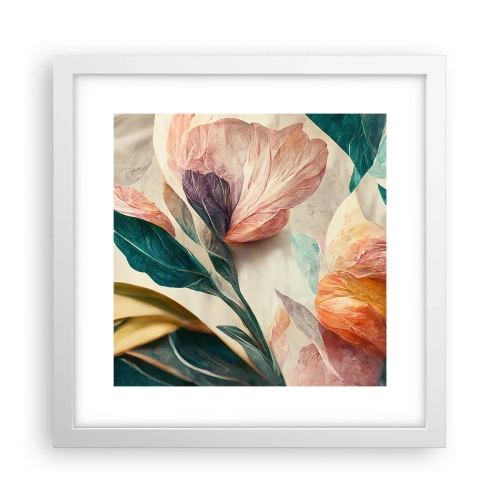 Plakat i hvid ramme - Blomster på de sydlige øer - 30x30 cm