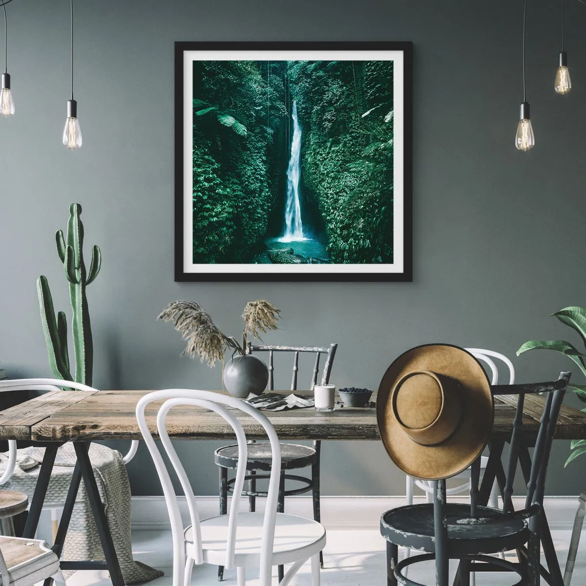 Plakat i sort ramme - Tropisk spa - 50x50 cm