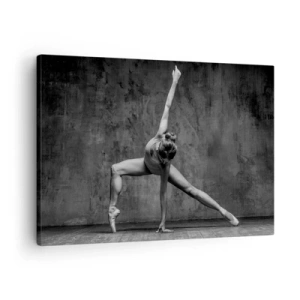 Lærredstryk - Billede på lærred - En danser i en kunstnerisk positur mod en rå væg - 70x50cm - Idealet om balance - Moderne vægdekoration til stue og soveværelse ARTTOR