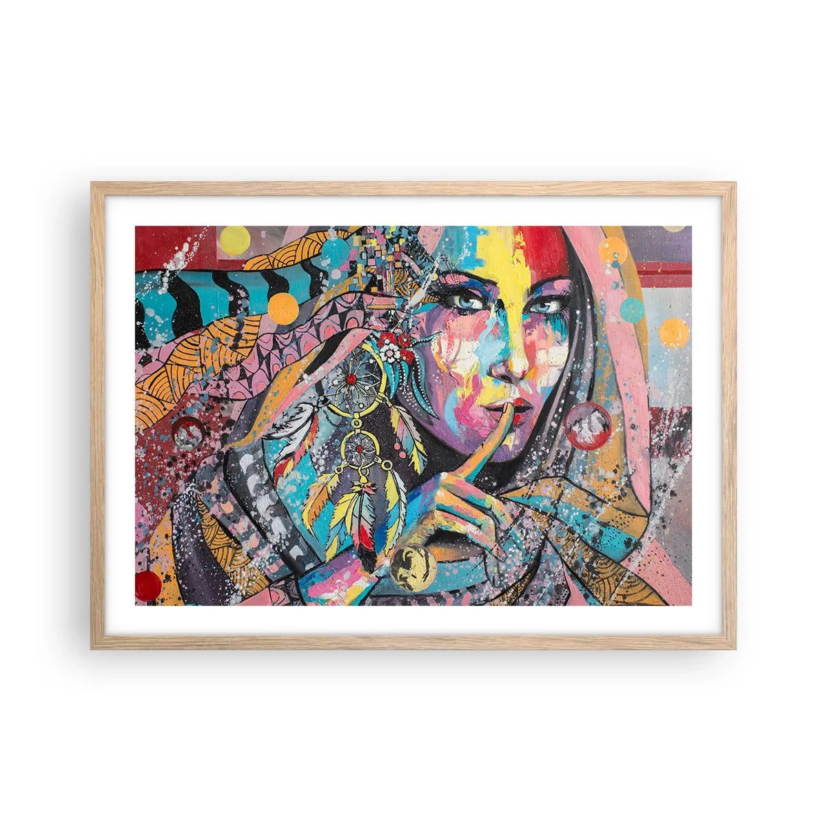 Plakat i ramme af lyst egetræ - Vær tavs, indtil du forstår - 70x50 cm