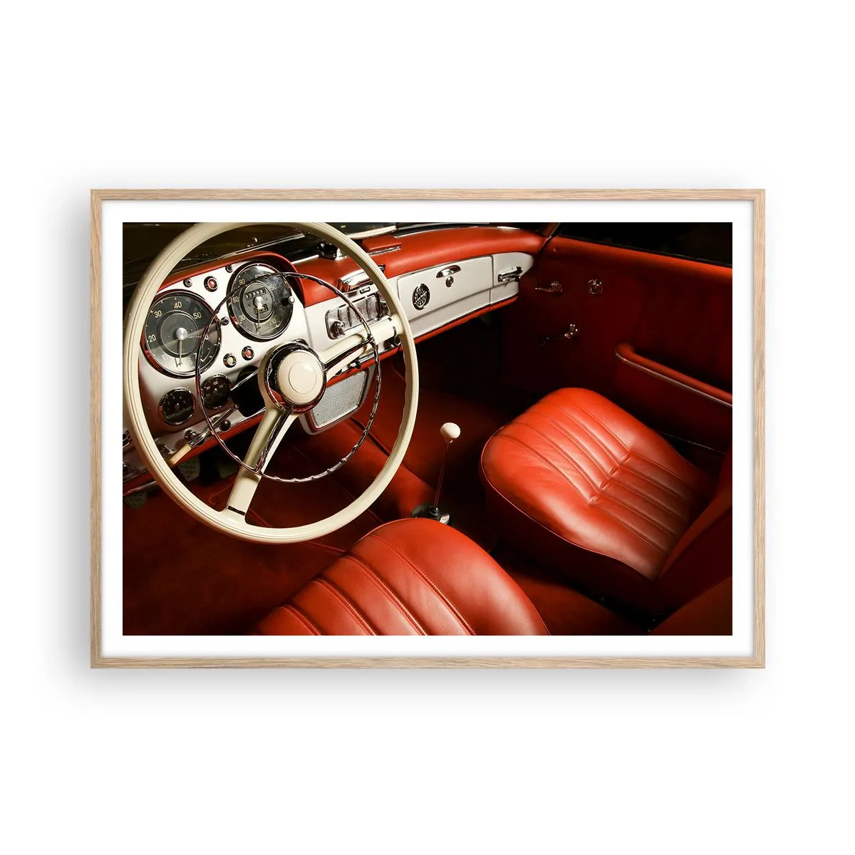 Plakat i ramme af lyst egetræ - Luksus i vintage stil - 100x70 cm