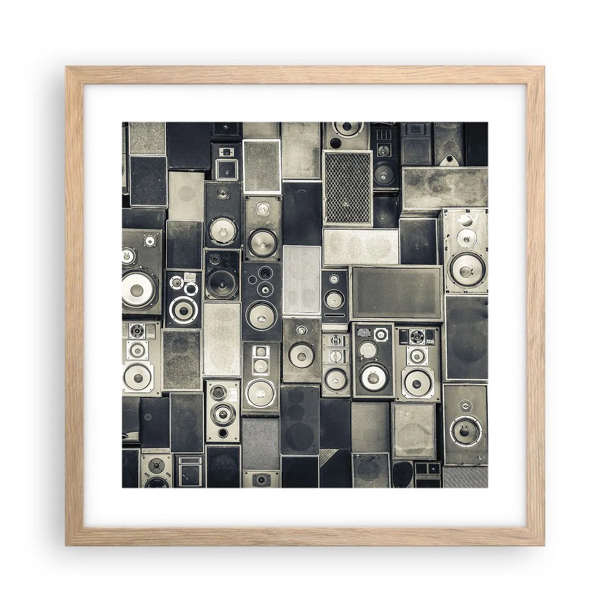 Plakat i ramme af lyst egetræ - Og alt er i orden - 40x40 cm