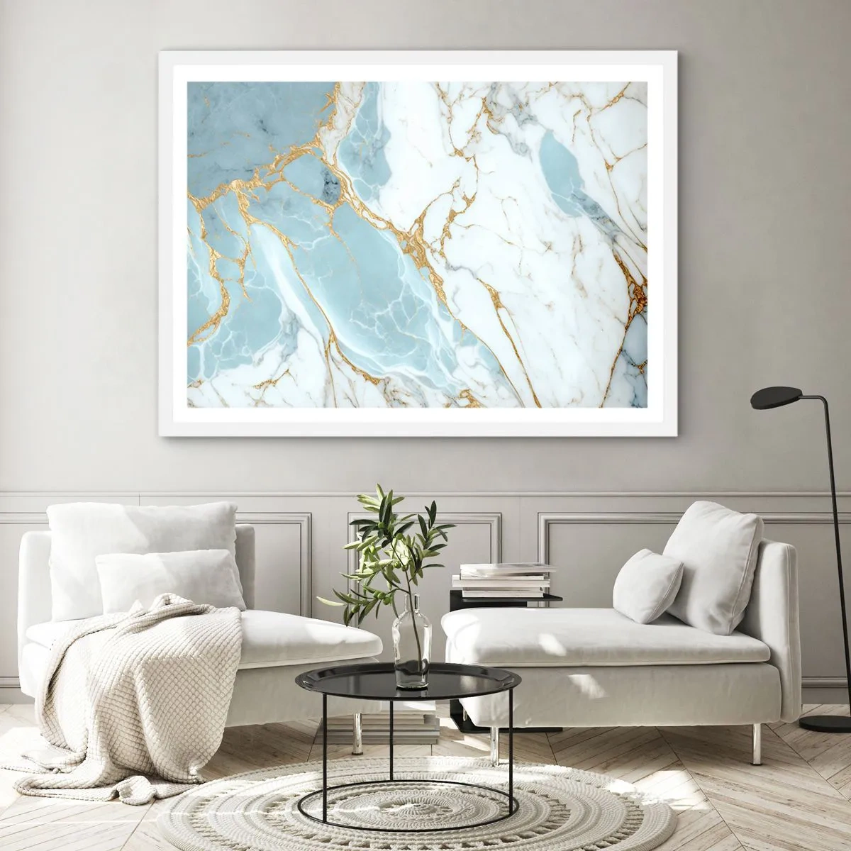 Plakat i hvid ramme - Rigdom af sten - 100x70 cm