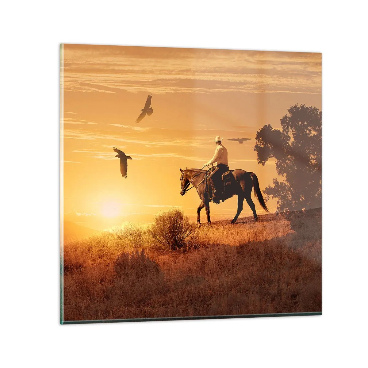 Billede på glas - Alene på tværs af prærien - 30x30 cm