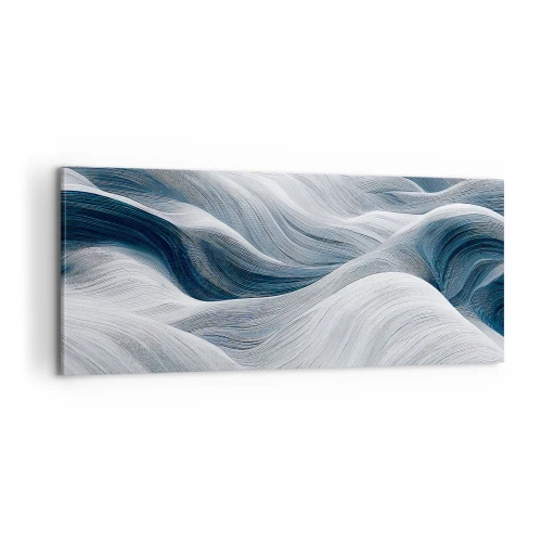 Lærredstryk - Billede på lærred - Hvide og blå bølger - 100x40 cm