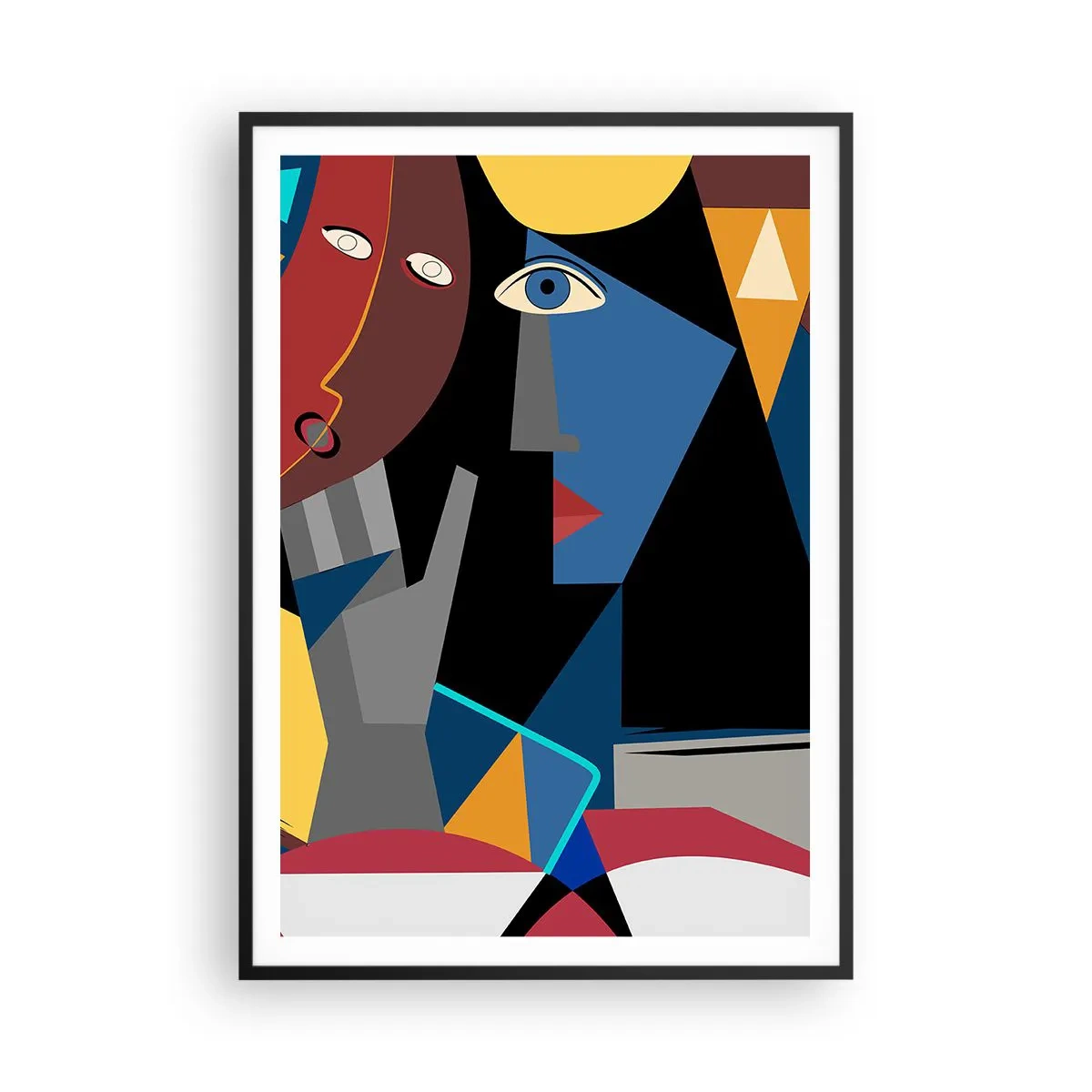 Plakat i sort ramme - Kubistisk samtale - 70x100 cm