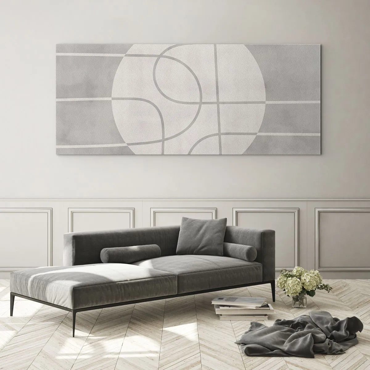 Billede på glas - Cirkulær og lige frem - 100x40 cm