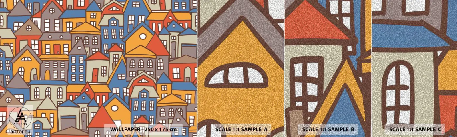 Prøve Fototapet Premium Sand - Bag huset - By, Arkitektur, Gammel by - 100x30 cm