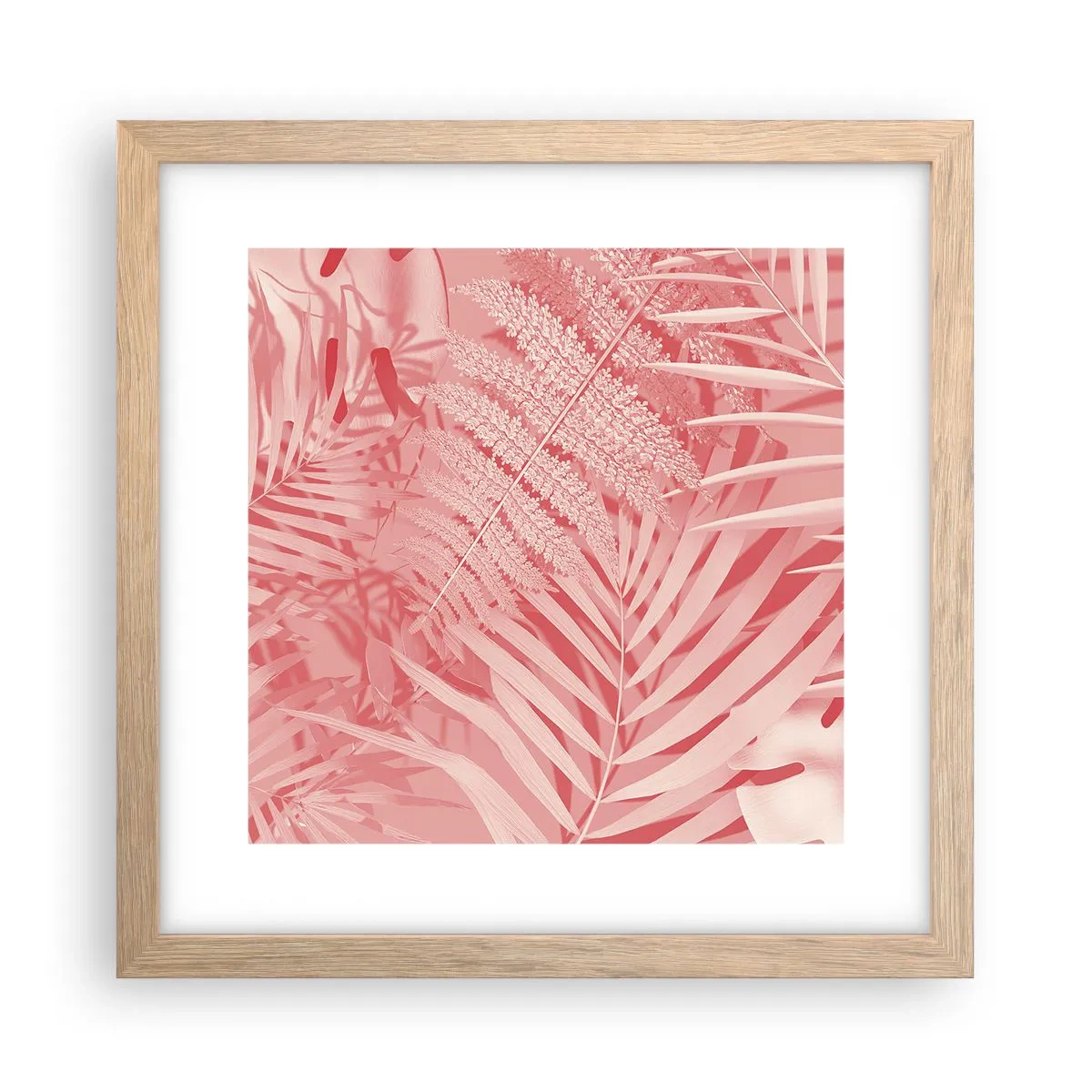 Plakat i ramme af lyst egetræ - Lyserødt koncept - 30x30 cm