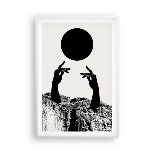 Plakat i hvid ramme - Surrealistisk komposition: solen og resten - 61x91 cm