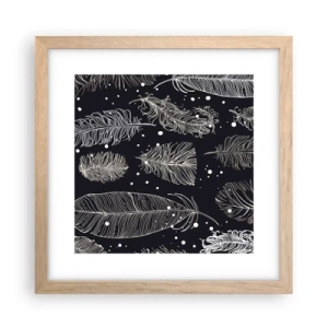 Plakat i ramme af lyst egetræ - Fjerede blonder - 30x30 cm