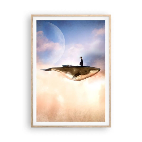 Plakat i ramme af lyst egetræ - En surrealistisk rejse - 70x100 cm