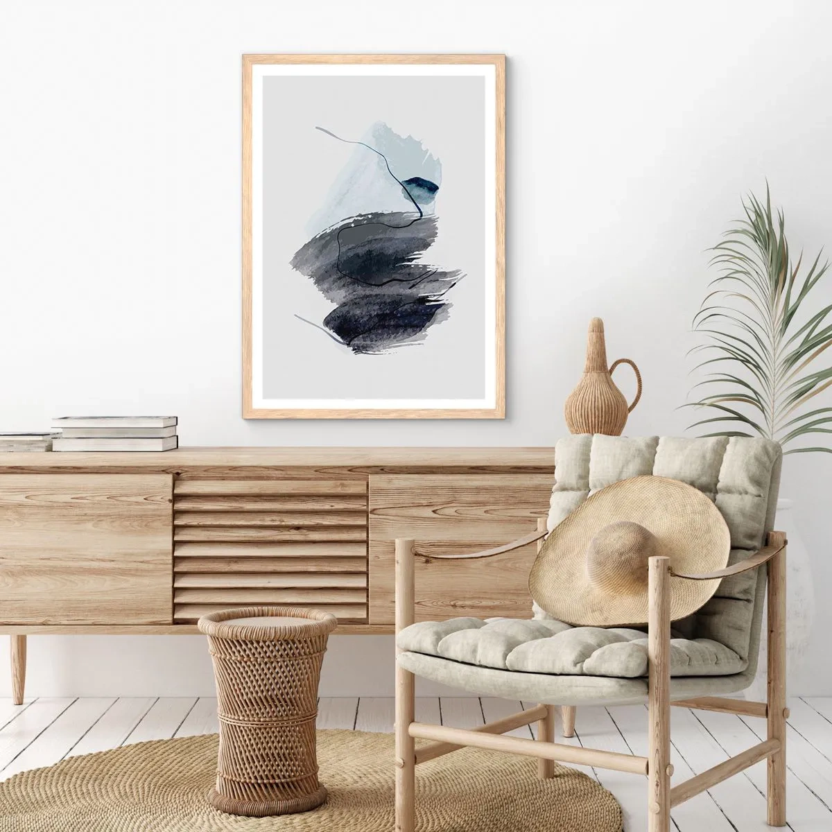 Plakat i ramme af lyst egetræ - Intensitet og bevægelse - 40x50 cm