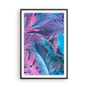 Plakat i sort ramme - Troperne i lyserød og blå - 61x91 cm