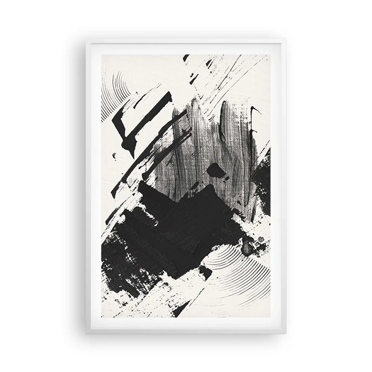 Plakat i hvid ramme - Abstraktion - det sortes udtryk - 61x91 cm