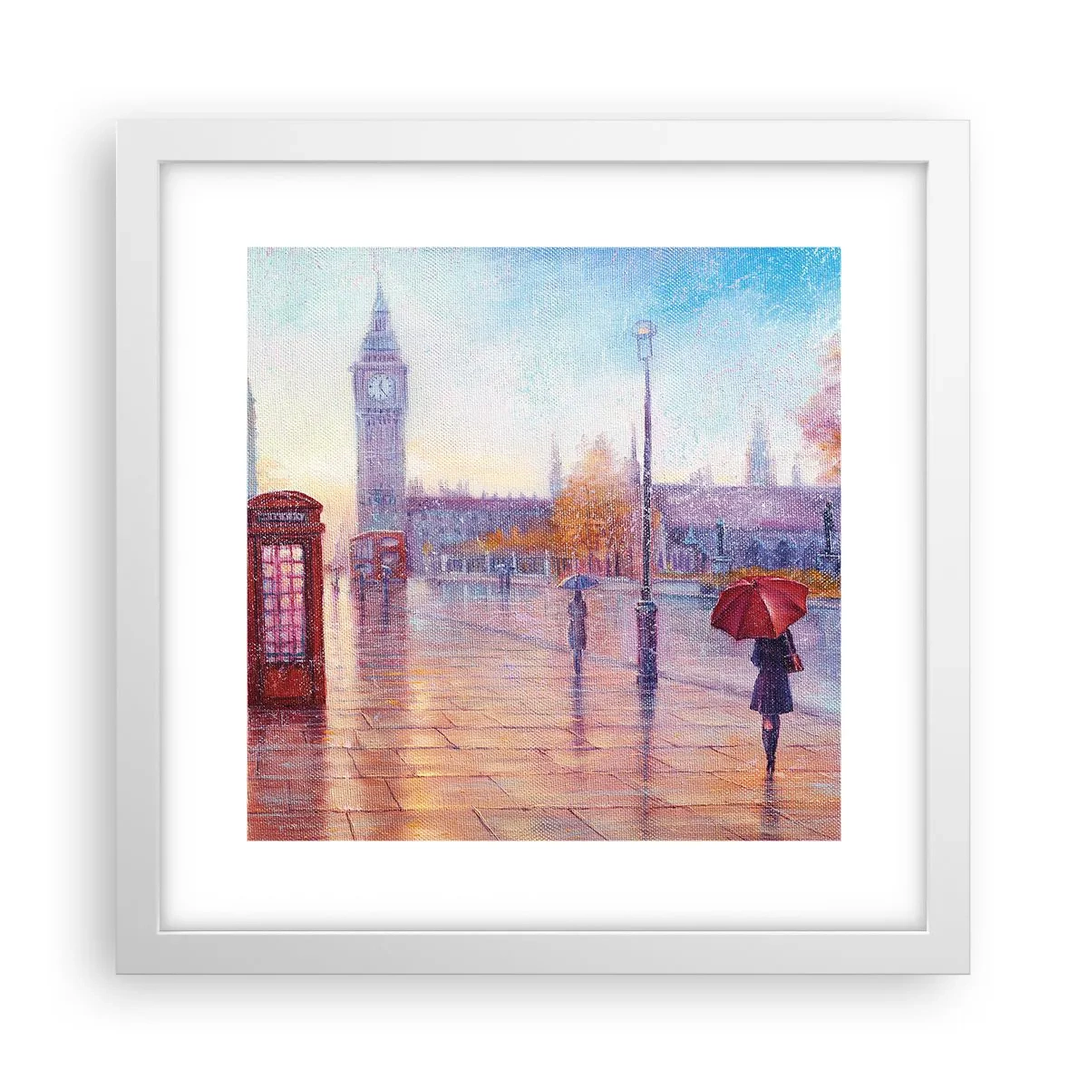 Plakat i hvid ramme - En efterårsdag i London - 30x30 cm