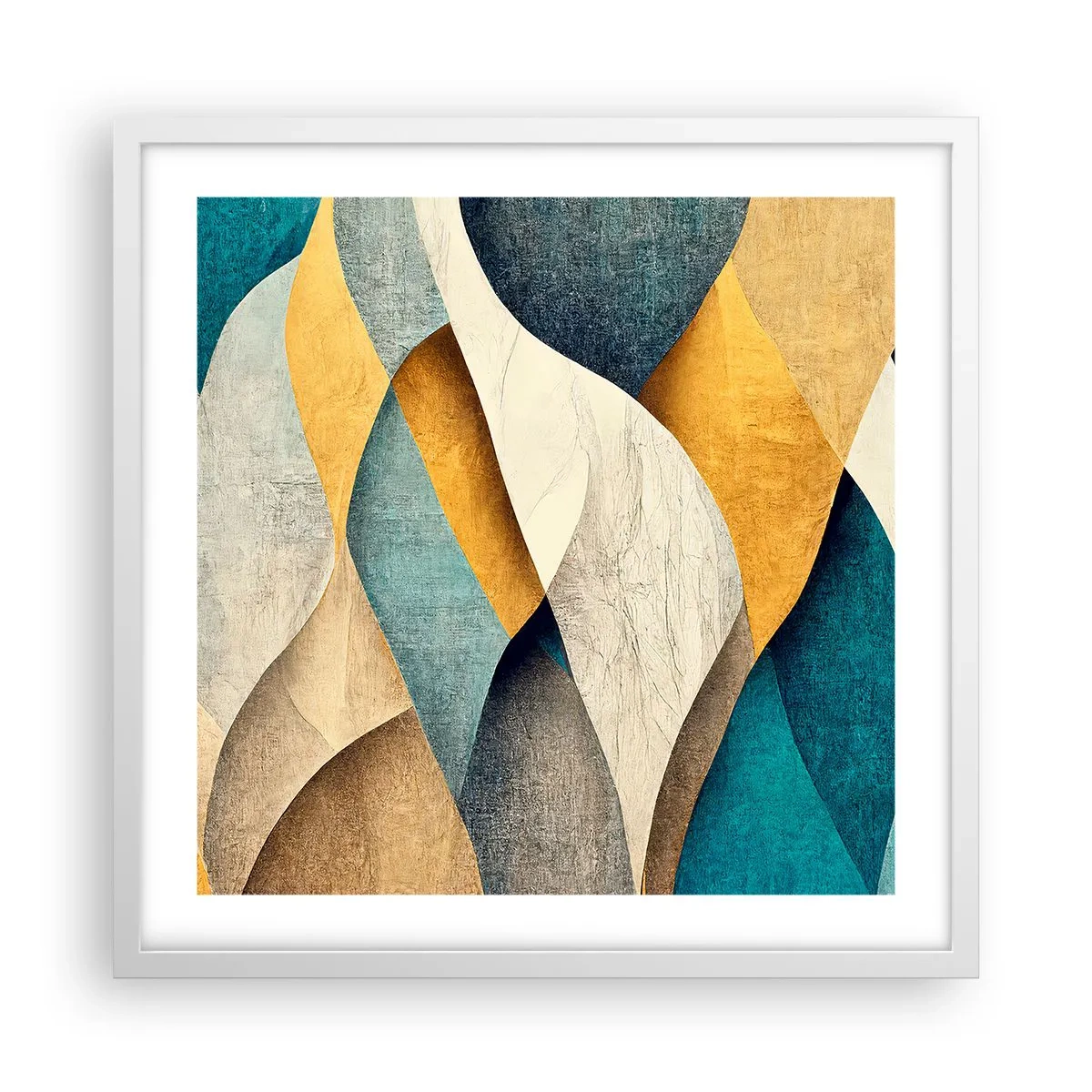 Plakat i hvid ramme - Rytme og bølger - 50x50 cm