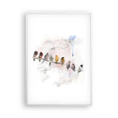 Plakat i hvid ramme - Møde med vinger - 70x100 cm