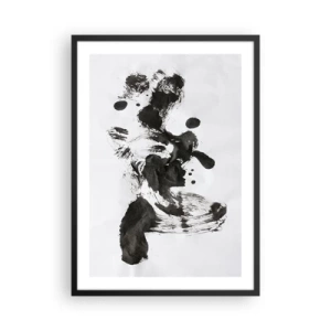 Plakat i sort ramme - Sort-hvid abstraktion i ekspressionistisk stil - 50x70cm - En metode i galskaben? - Moderne vægdekoration til stue og soveværelse ARTTOR