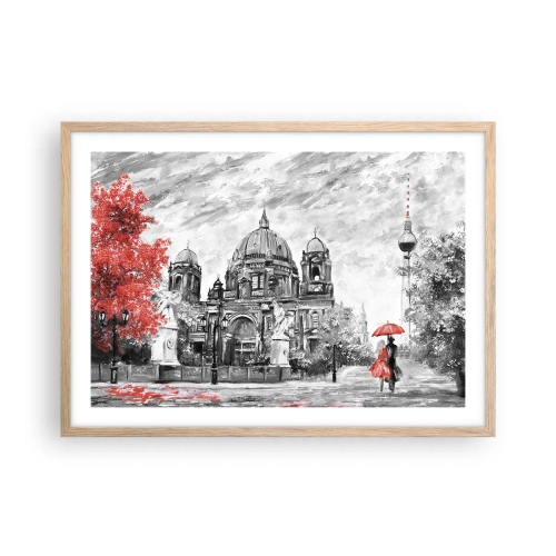 Plakat i ramme af lyst egetræ - Møde i Berlin - 70x50 cm