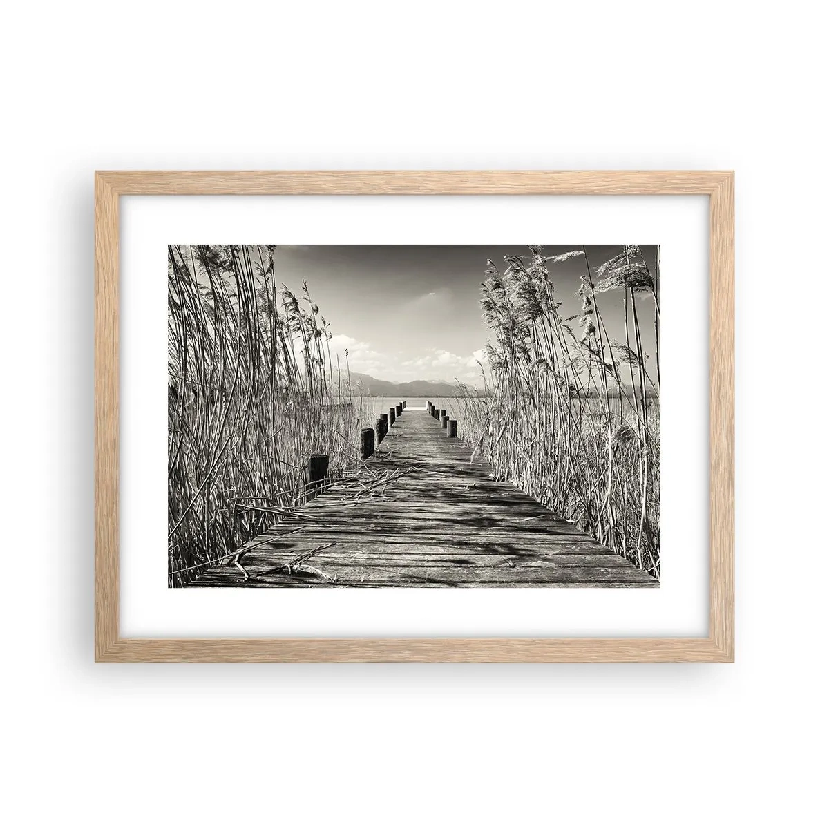 Plakat i ramme af lyst egetræ - I græssernes fred - 40x30 cm