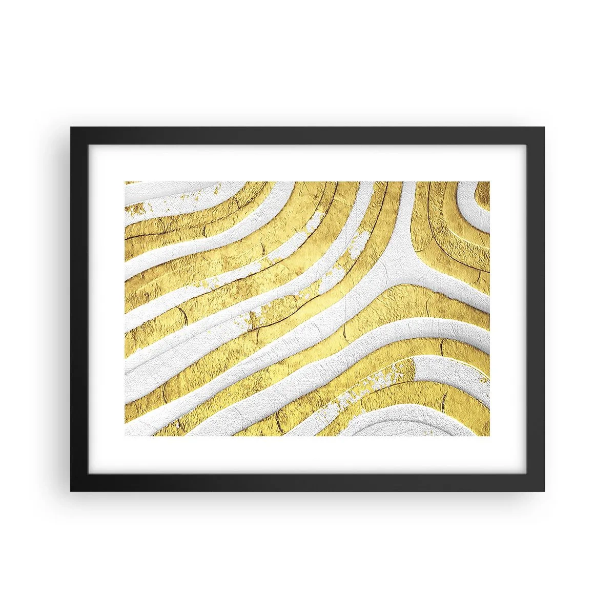 Plakat i sort ramme - Sammensætning i hvidt og guld - 40x30 cm