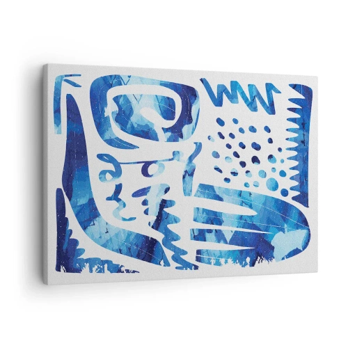 Lærredstryk - Billede på lærred - Abstrakt mønster i blå nuancer - 70x50cm - Tilbage til rødderne - Moderne vægdekoration til stue og soveværelse ARTTOR